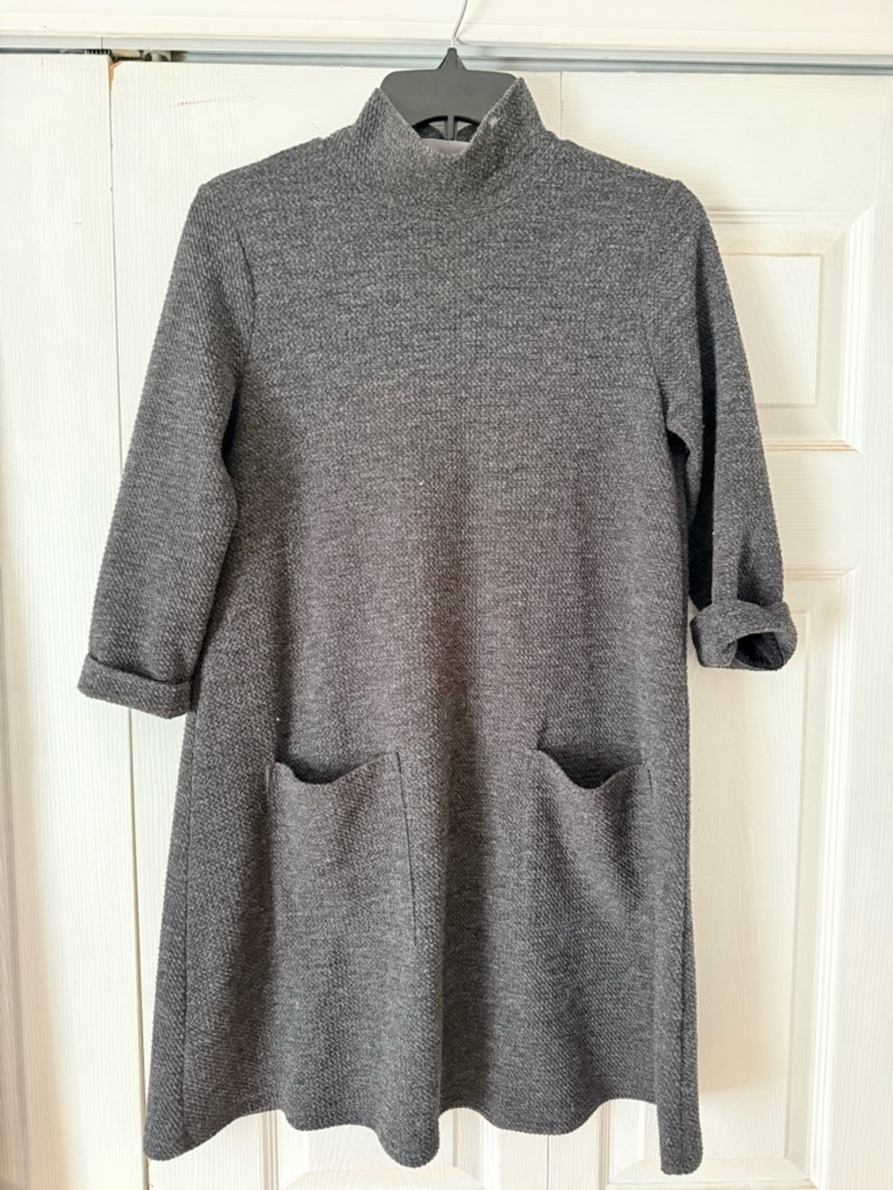 Everly Charcoal Knit Tunic with Front Pockets